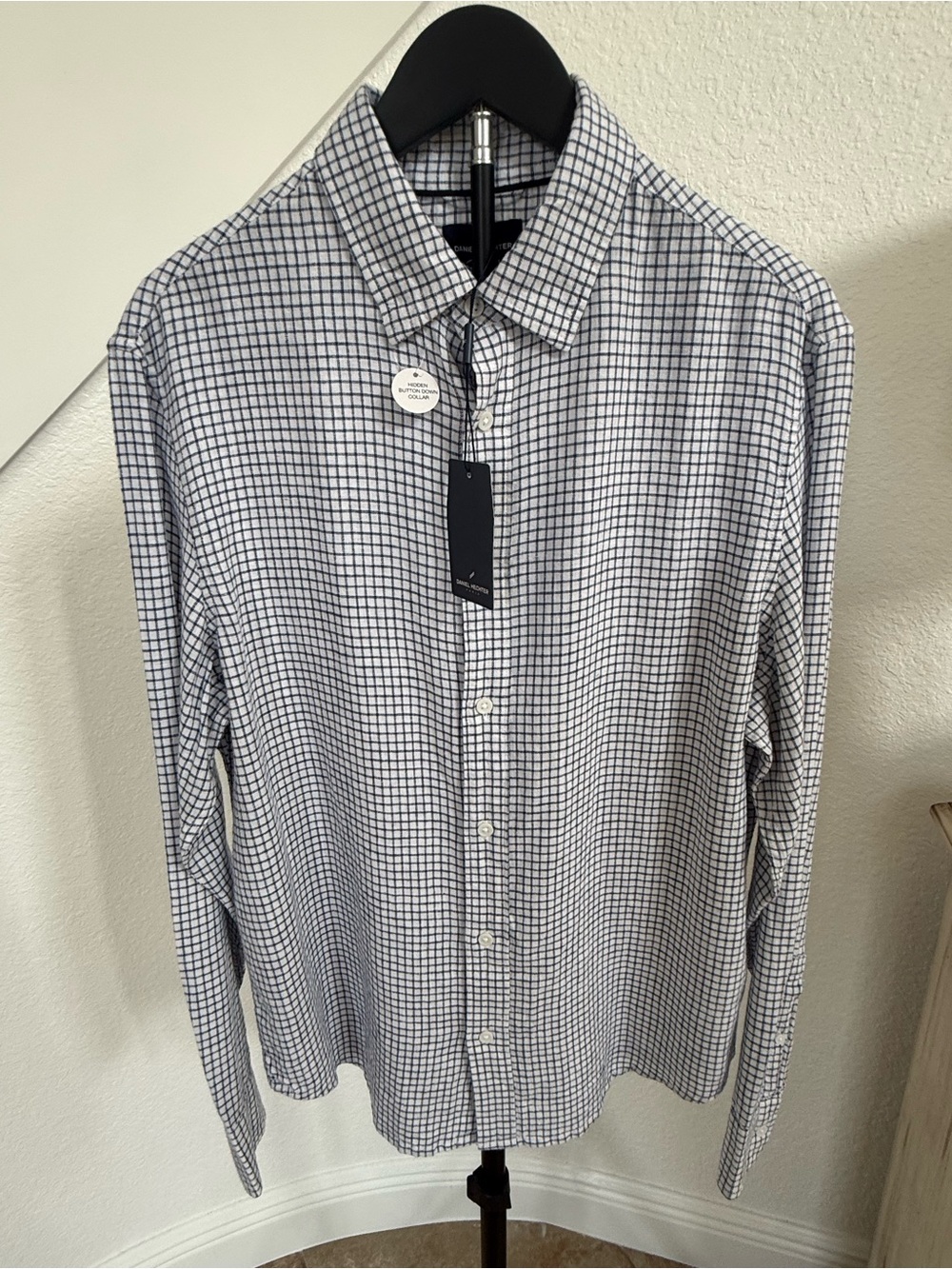 Daniel Hechter White Shirt with Navy Grid Check